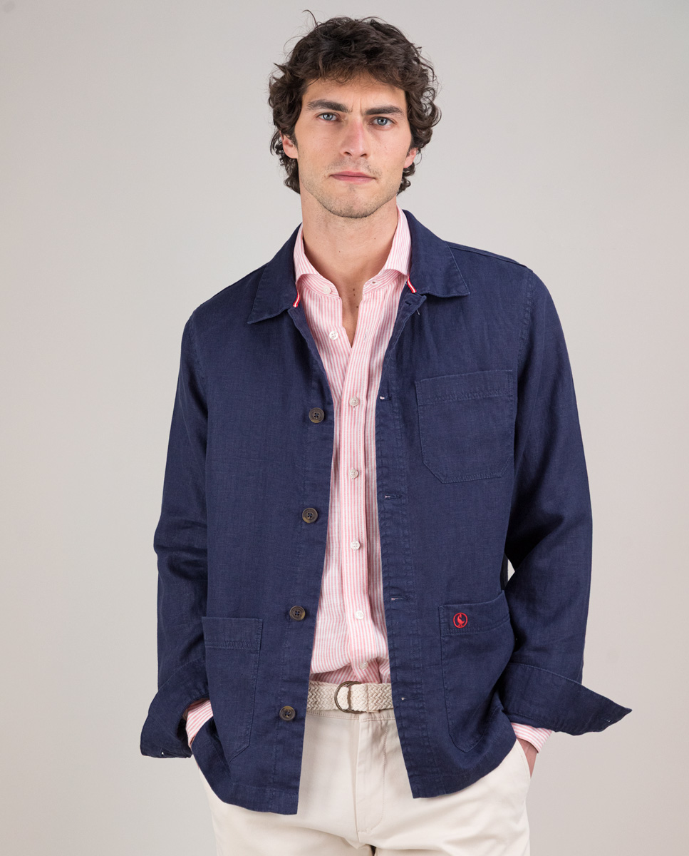 Sobrecamisa Lino Garment Dyed Marino