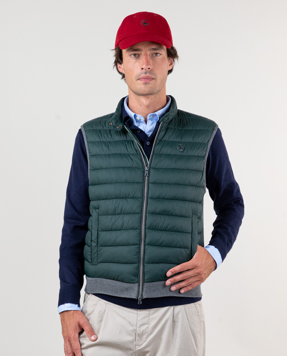 Chaleco Acolchado Espalda Punto Verde