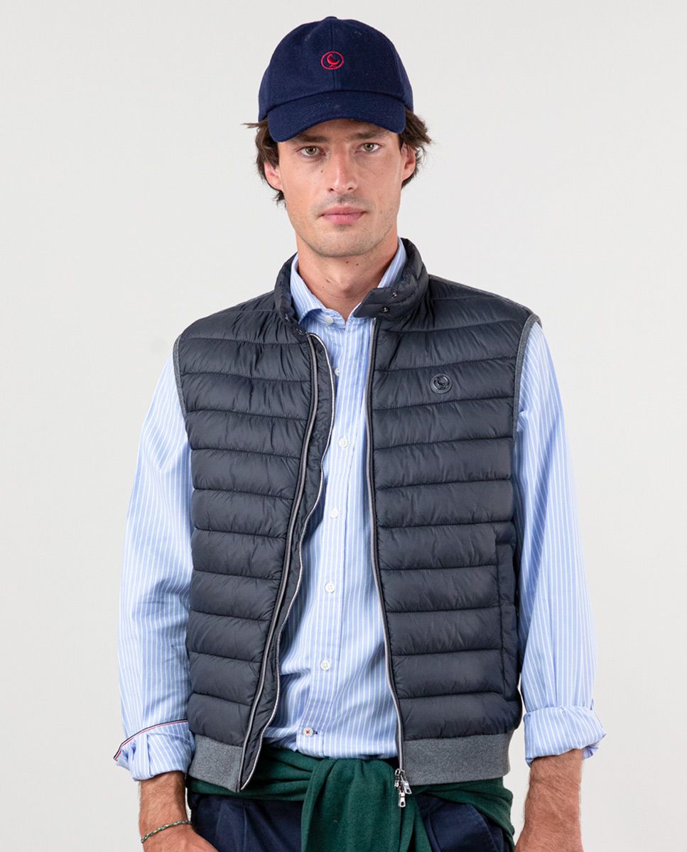 Chaleco Acolchado Espalda Punto Gris