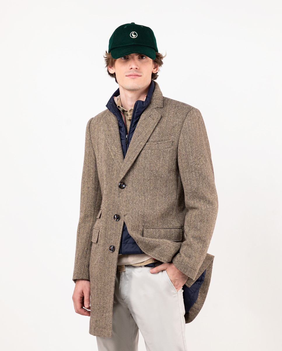 Abrigo Paño Espiga Tostado