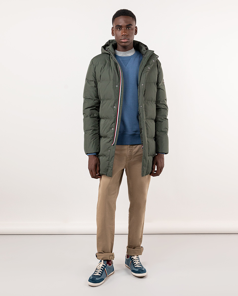 Abrigo Largo Plumas Verde