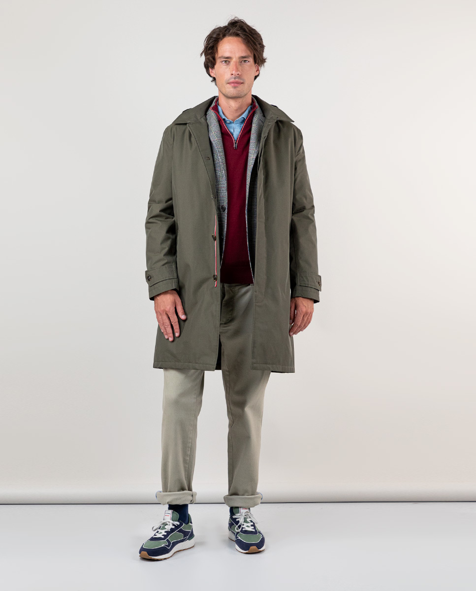 Green Quilted Raincoat W Hood