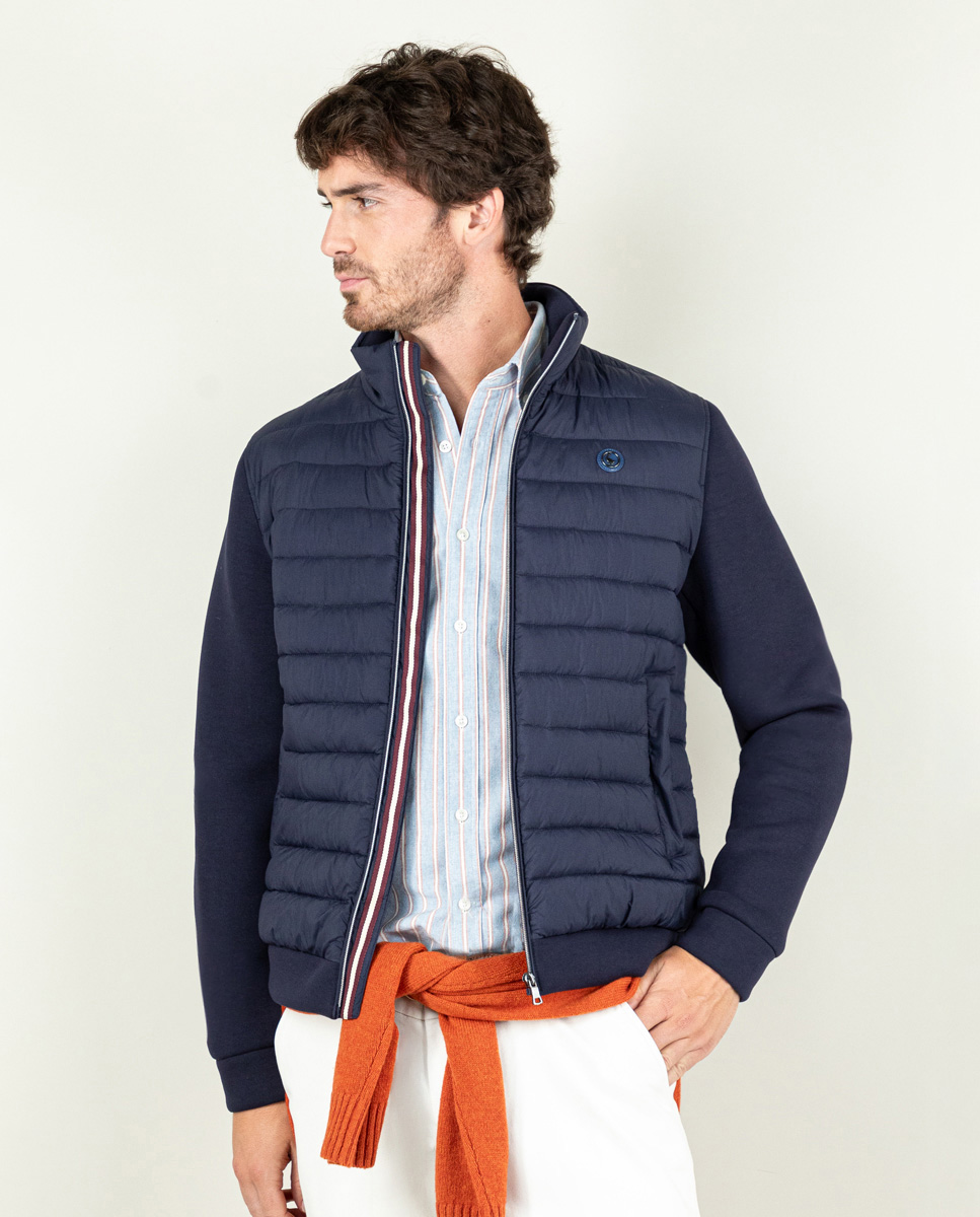 Cazadora Acolchada Mangas Neopreno Marino