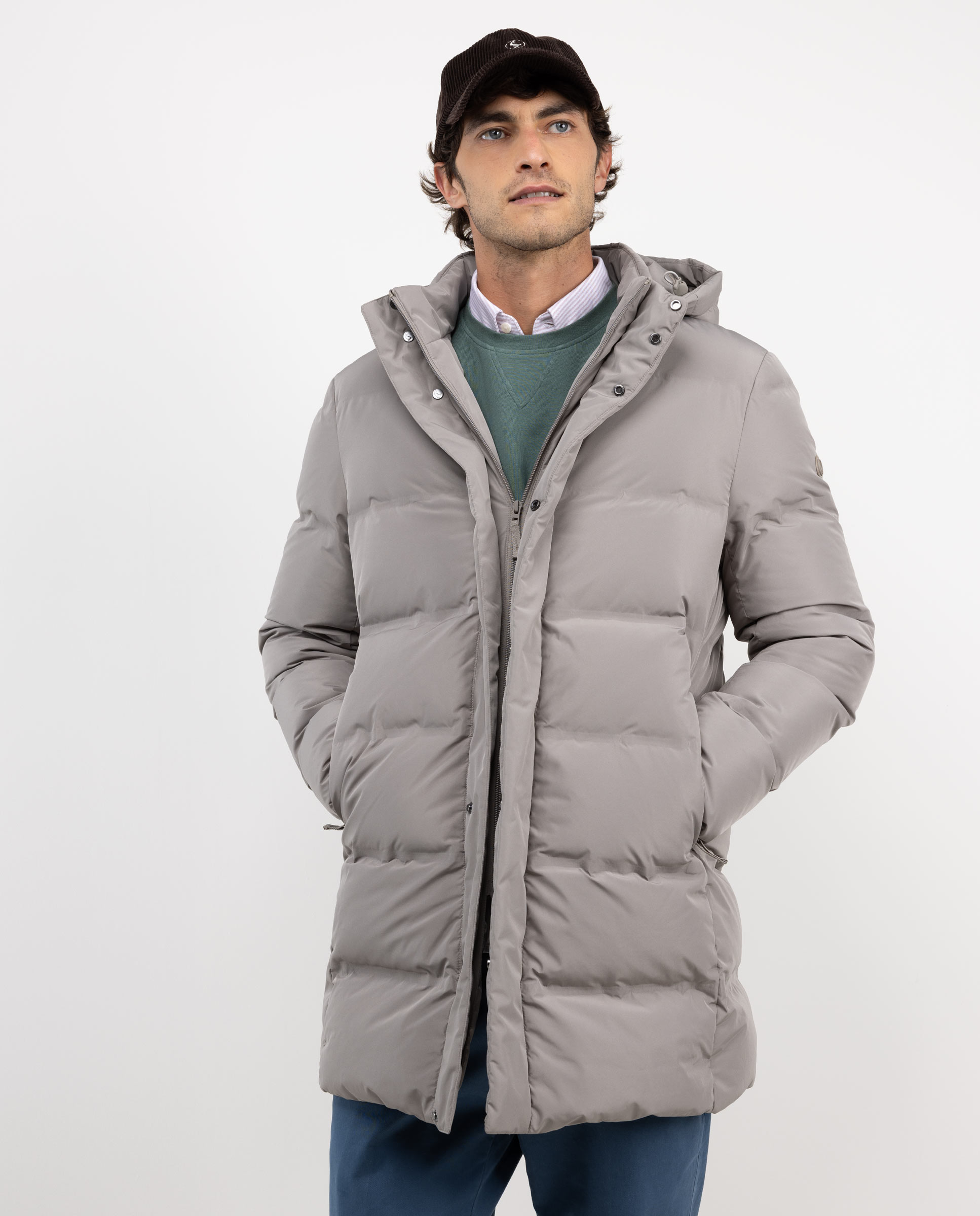 Abrigo Plumas Largo Beige