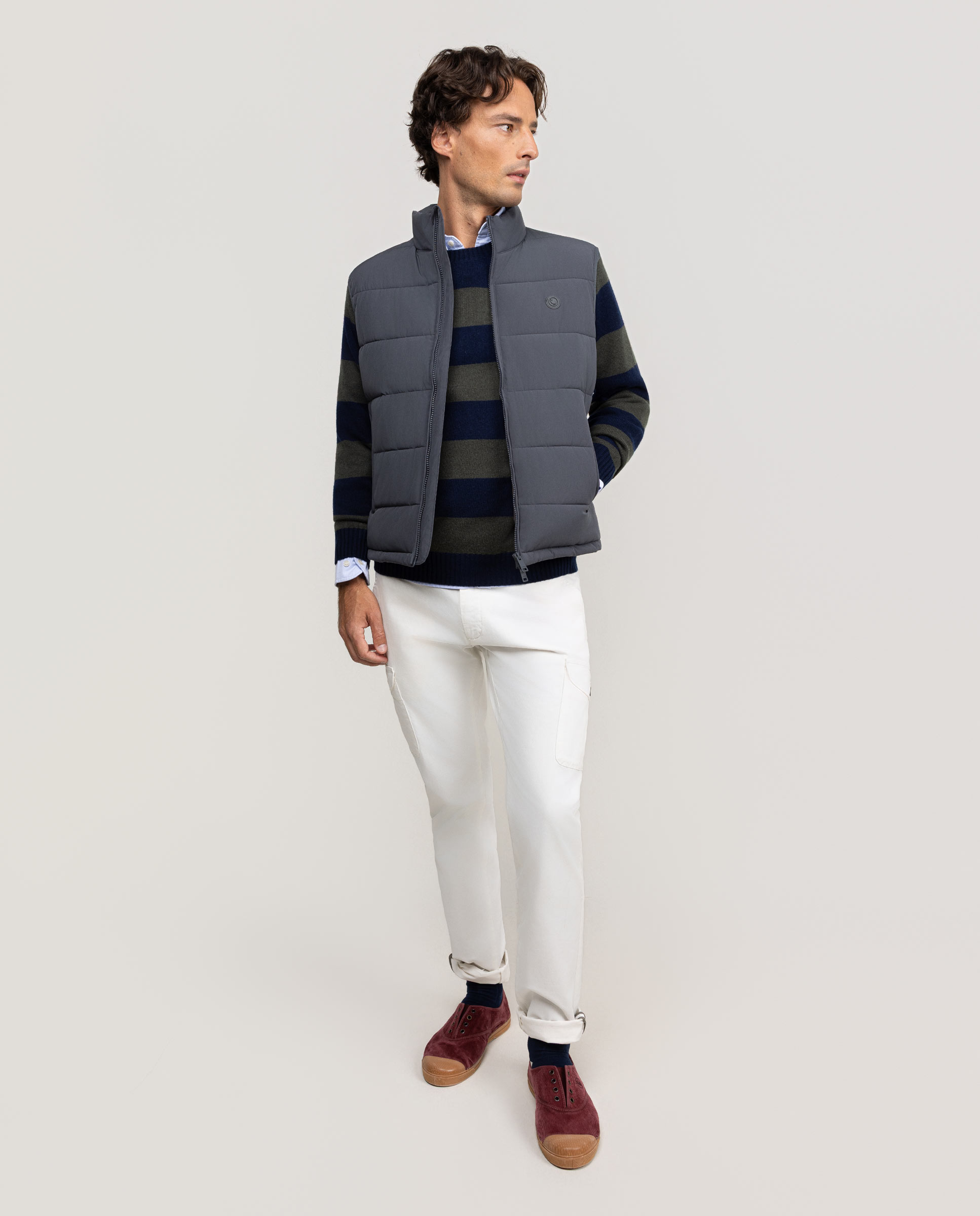 Chaleco Acolchado Grueso Gris