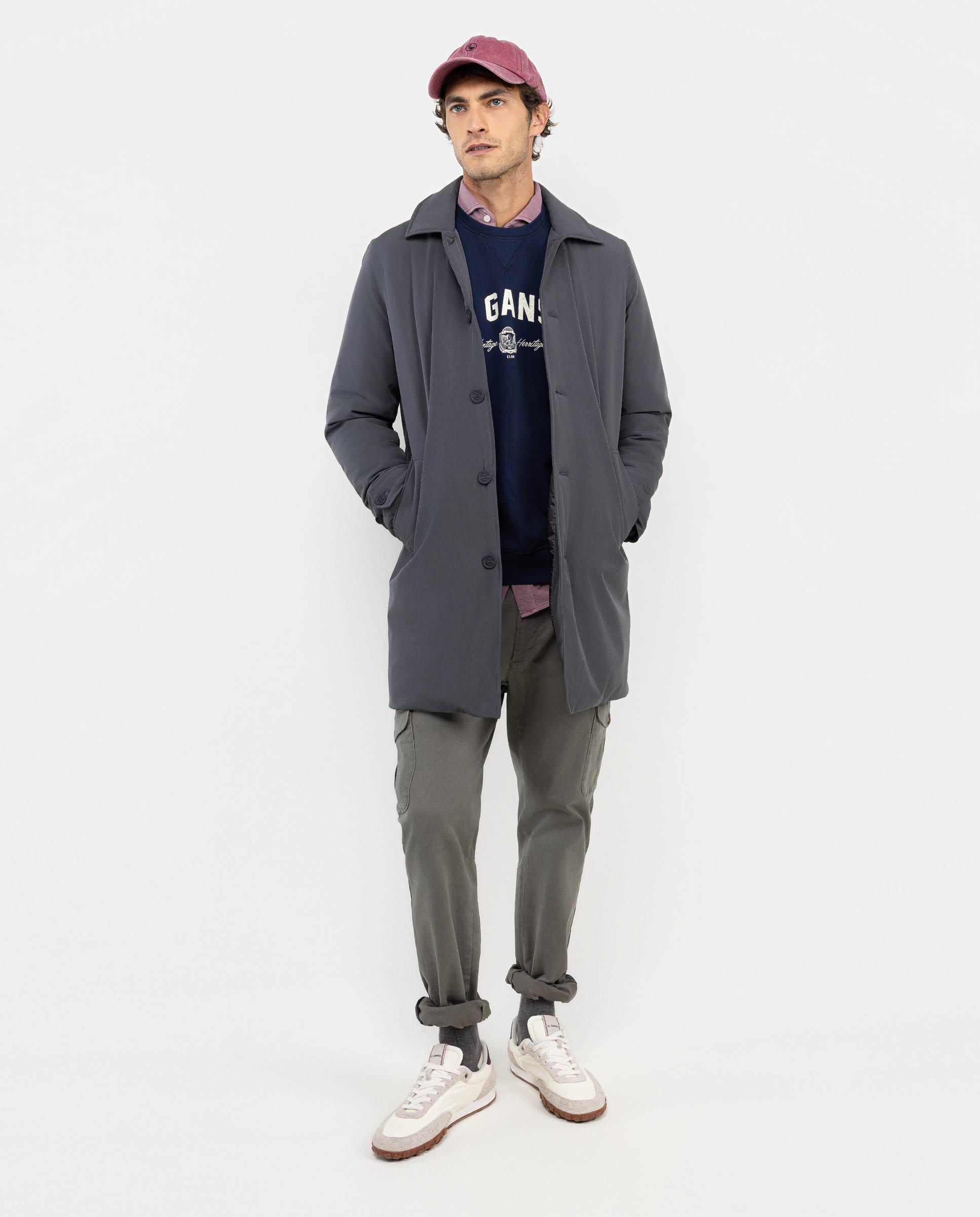 Long Quilted Grey Coat