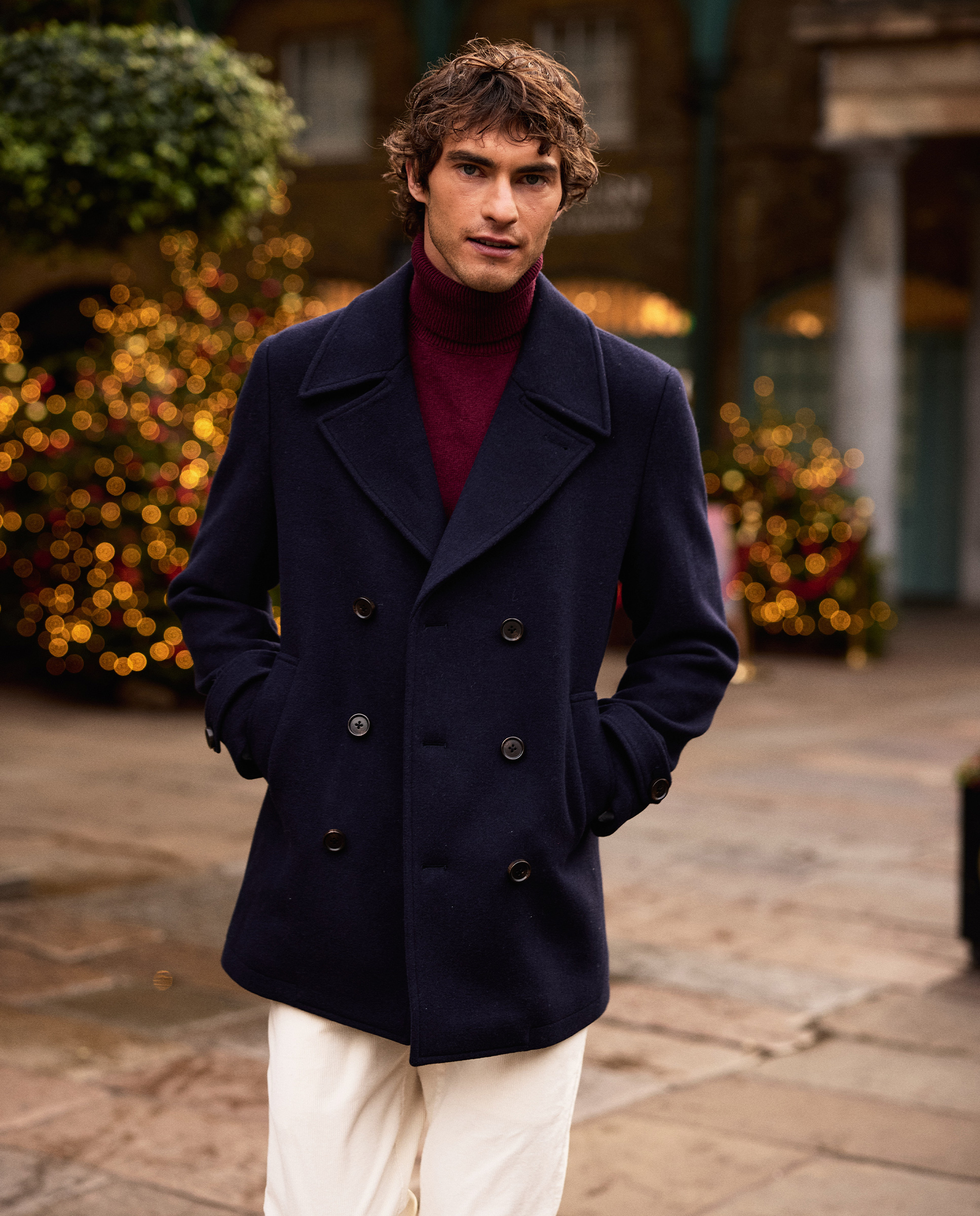 Navy Double-Breasted Coat