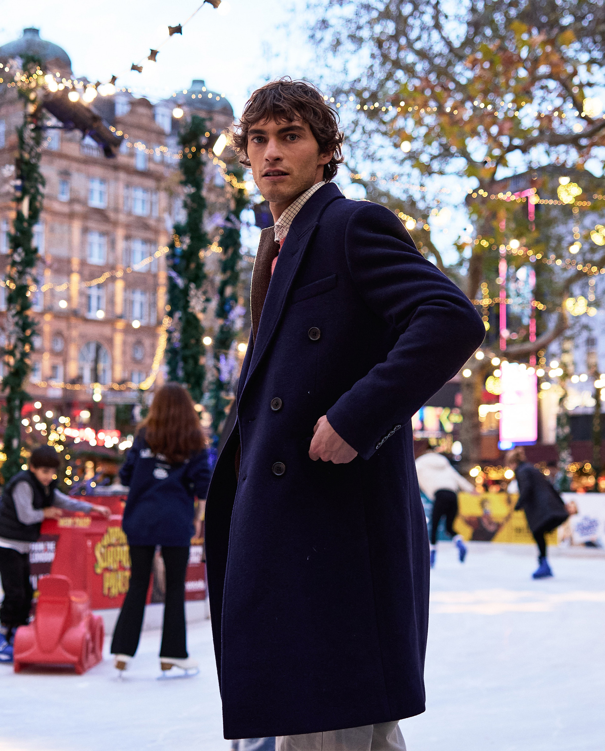 Navy Double-Breasted Coat