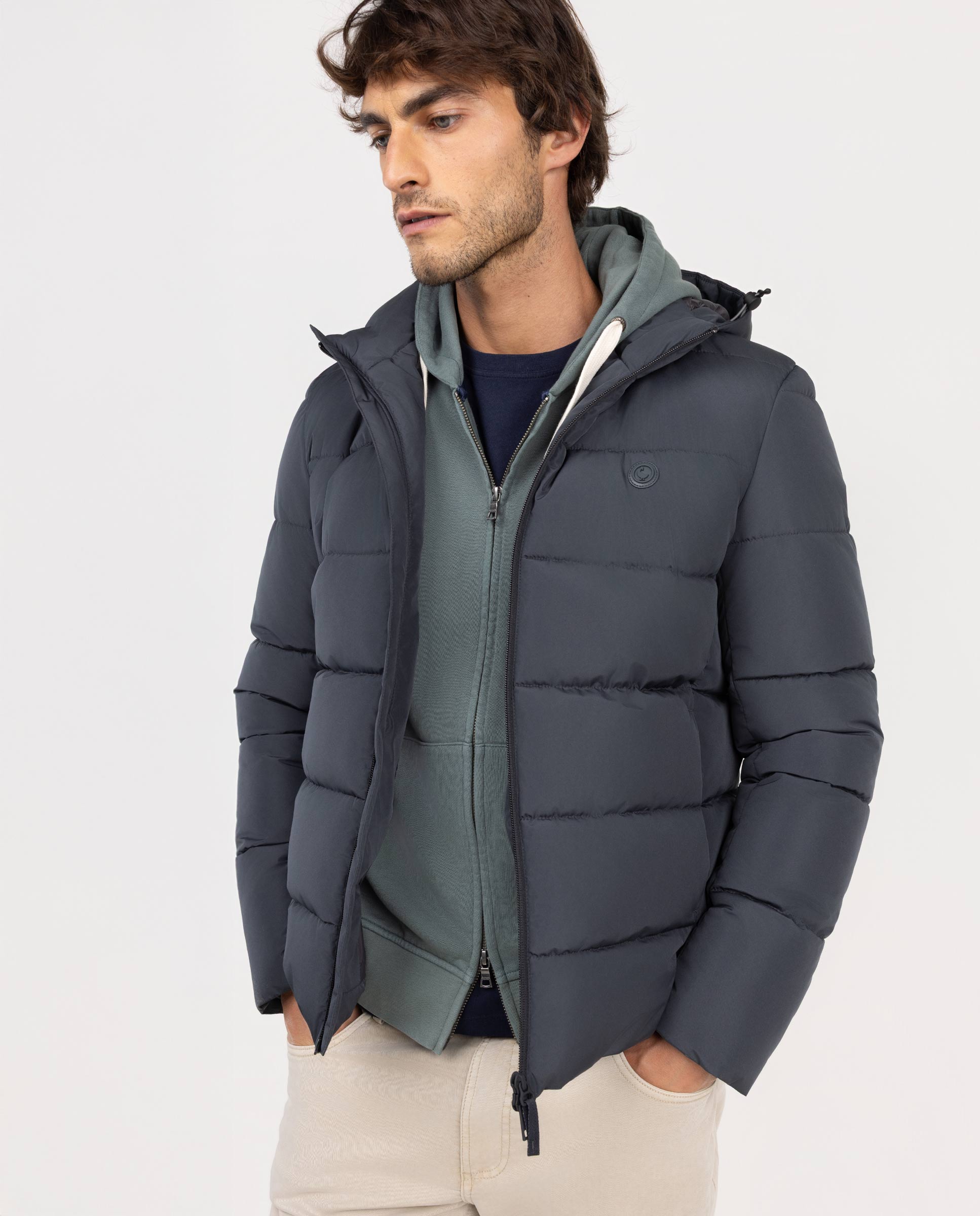 Short Quilted Grey Coat