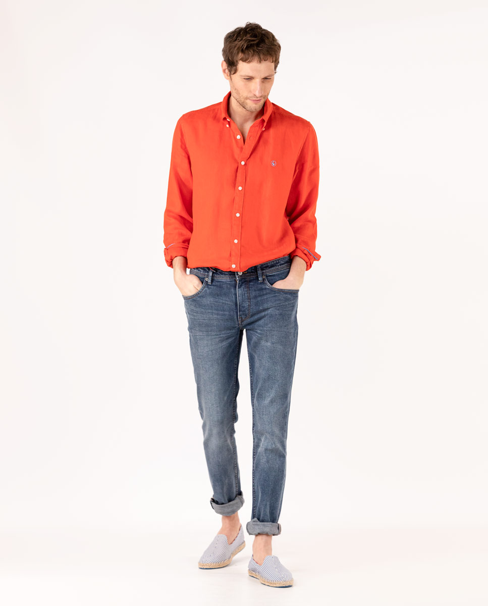 Red Linen Shirt