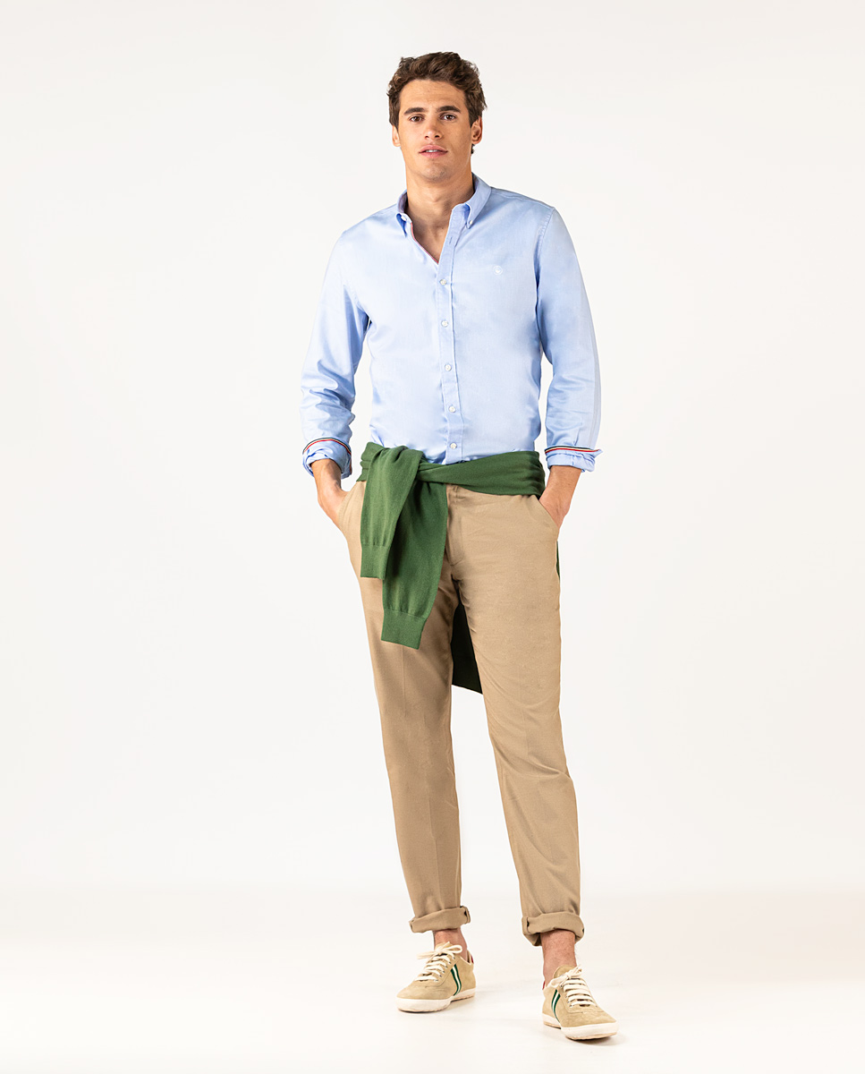 Camisa Pin Point Classic Flag Celeste