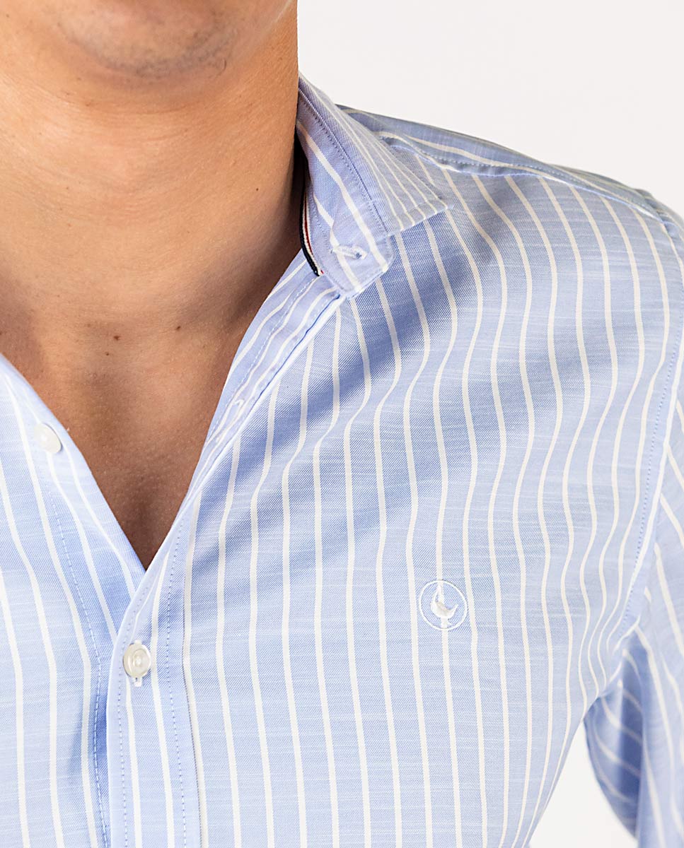 Camisa Rayas Flamé Fondo Celeste