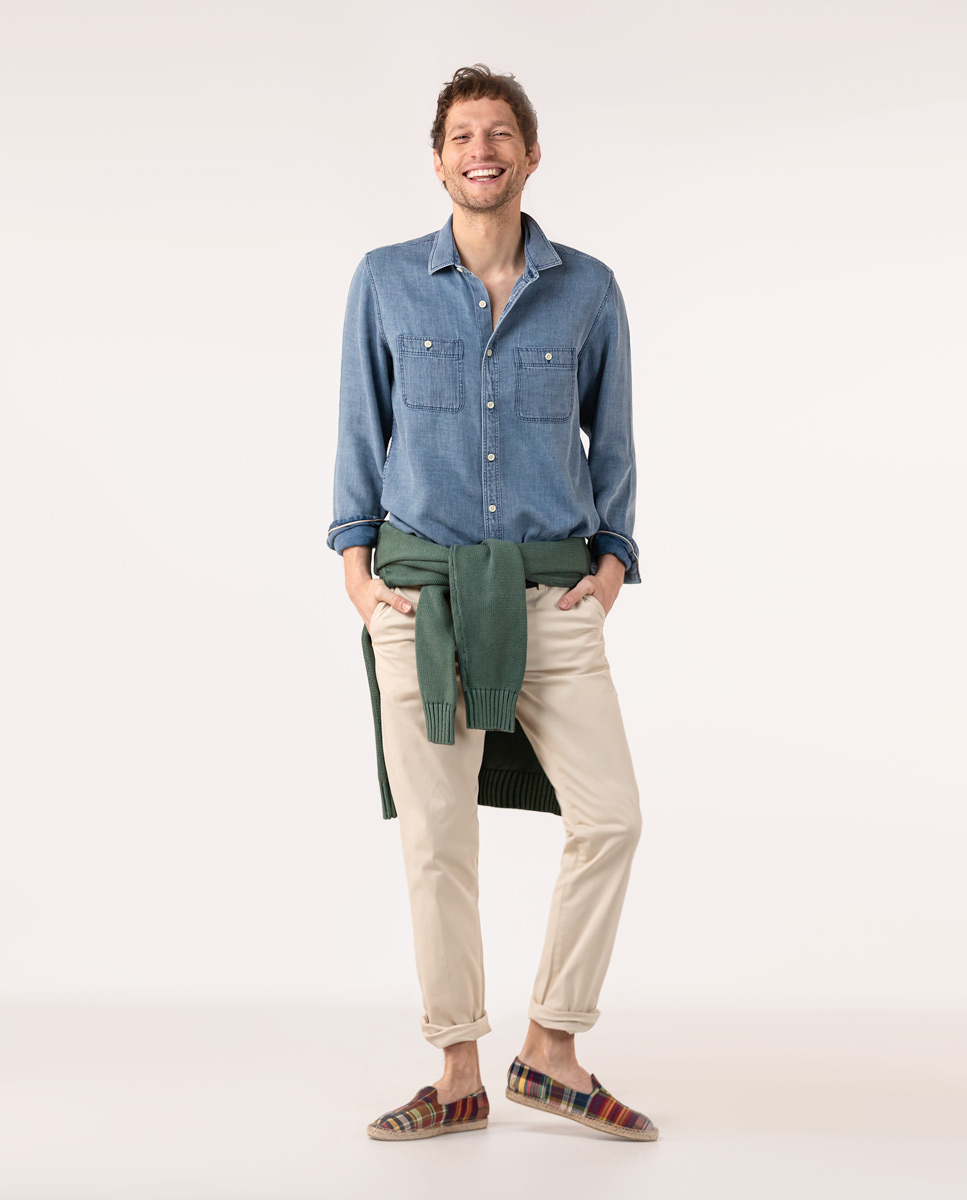 Indigo Linen Cotton Shirt