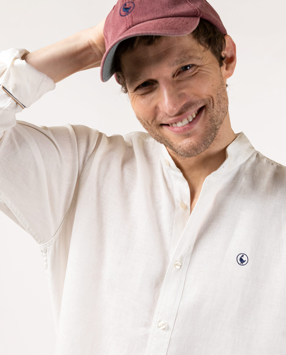 White Shirt W Mandarin Collar