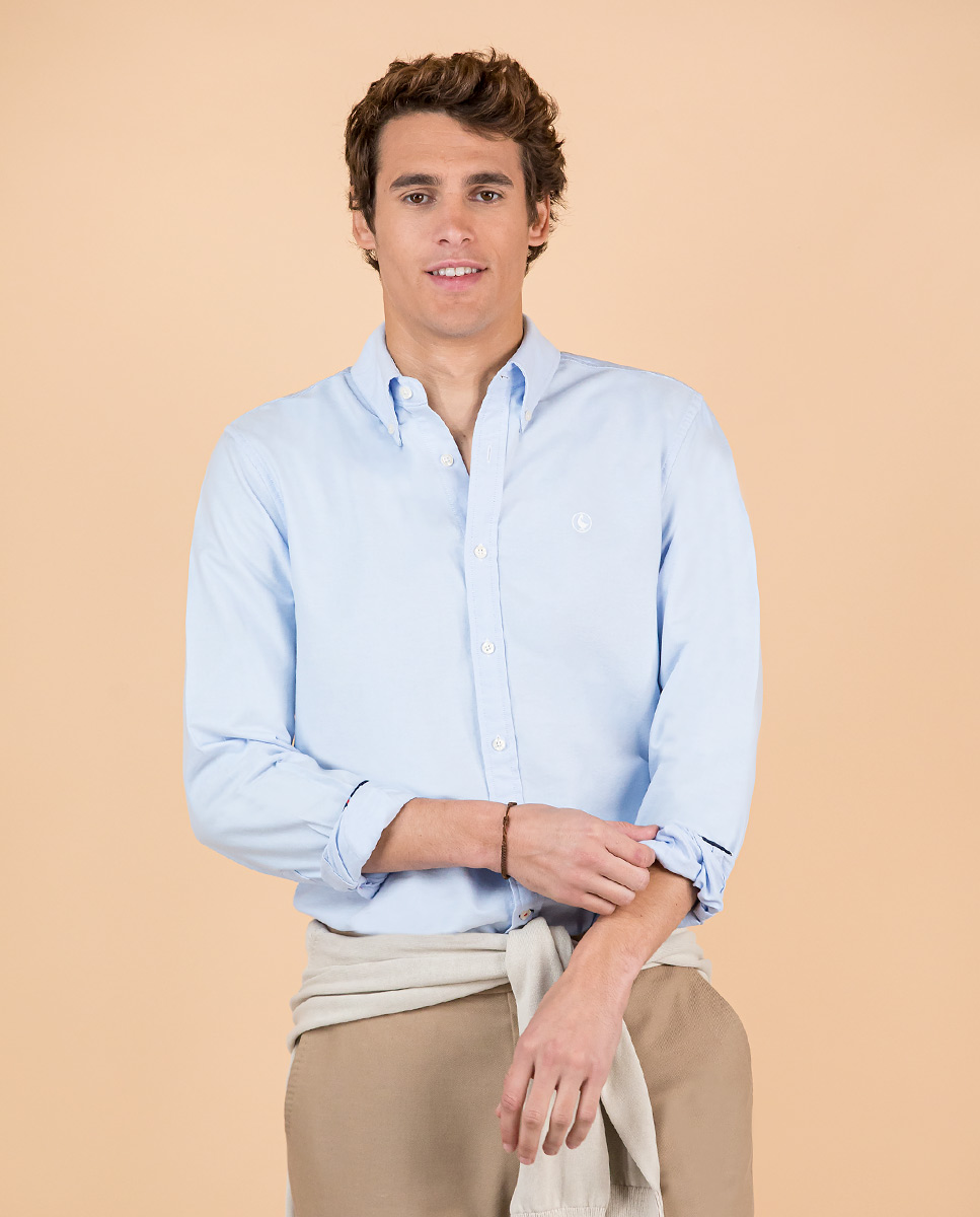 Camisa Lisa Oxford Celeste