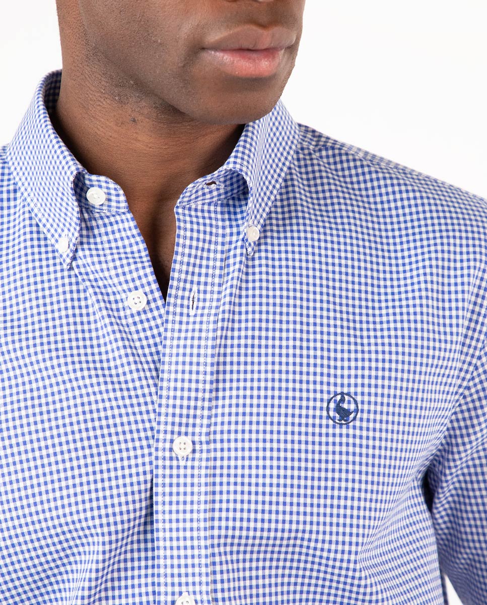 Navy Gingham Pinpoint Shirt