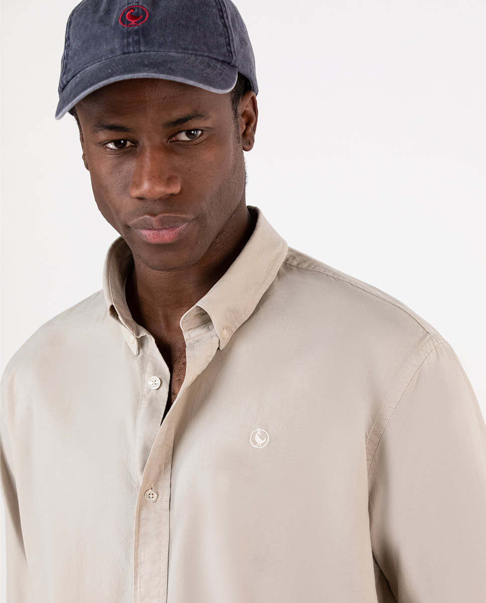 Beige Garment Dyed Shirt  