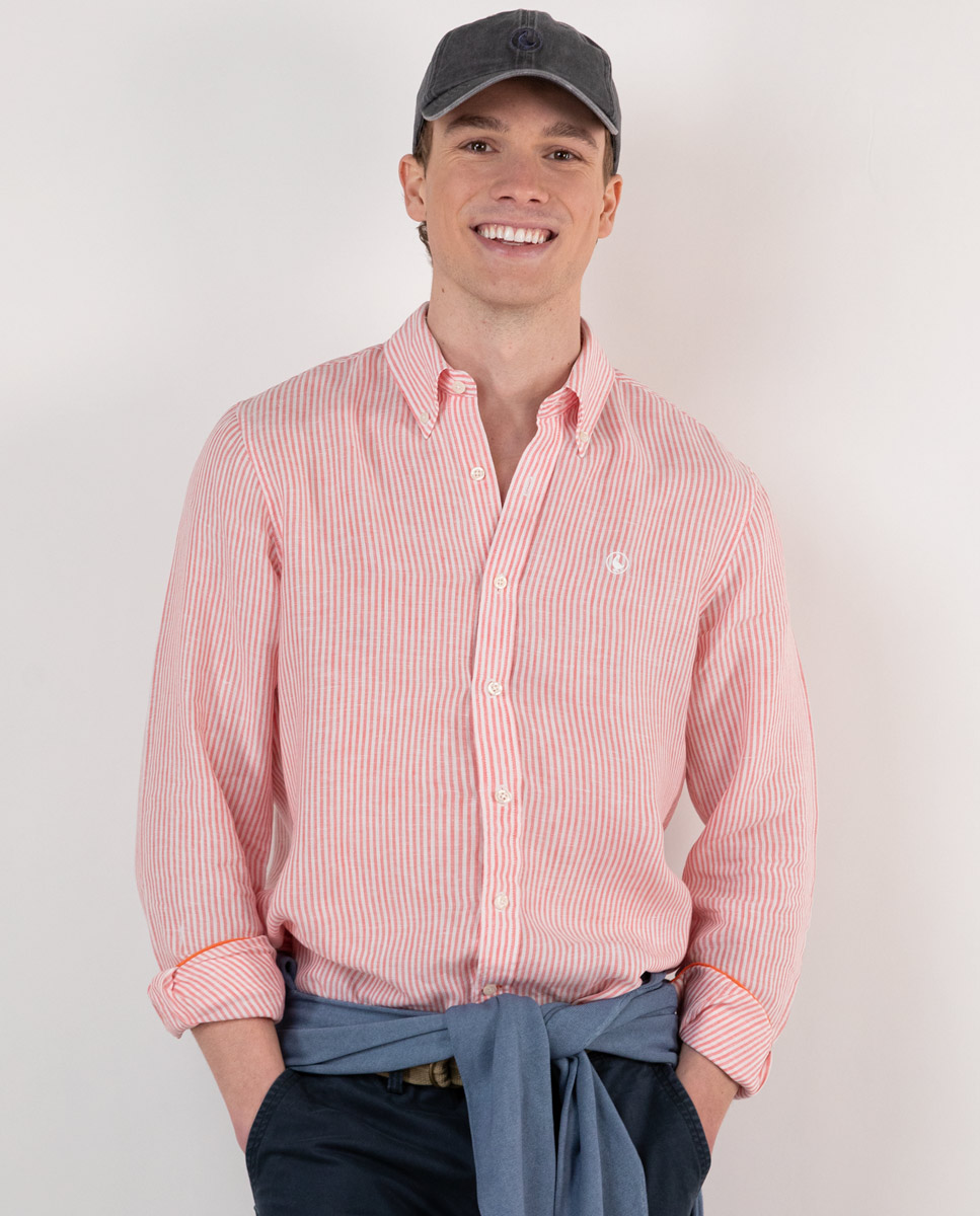Camisa Lino Raya Coral