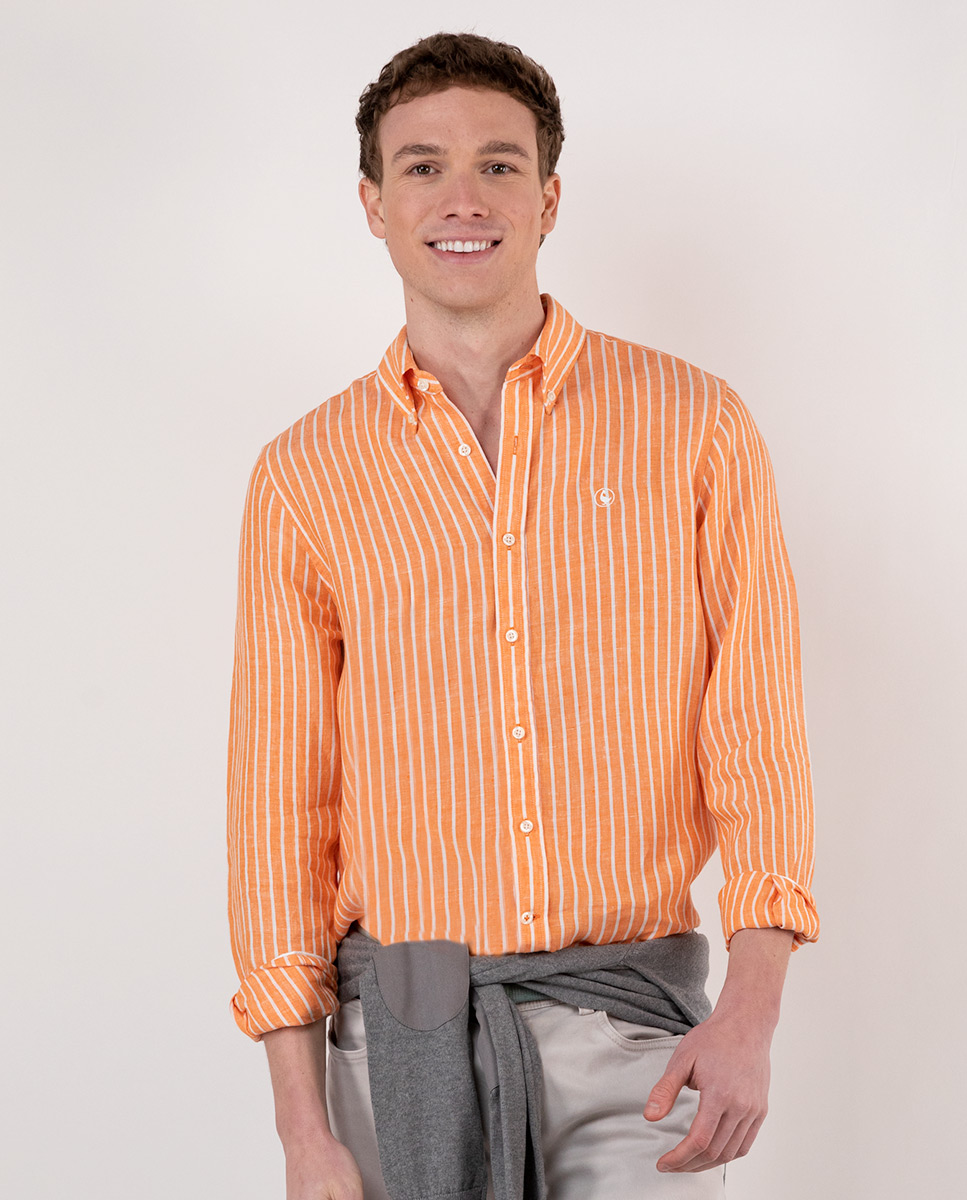 Camisa Lino Raya Butcher Naranja