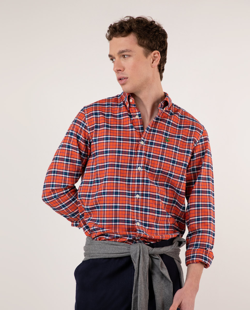 Camisa Cuadro Coral Perfil Verde