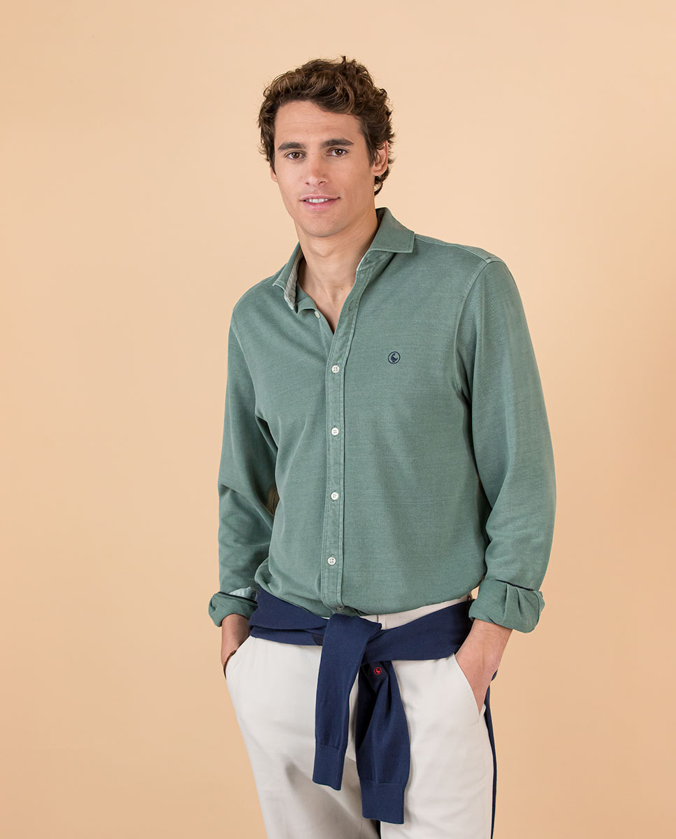 Camisa Piqué Garment Dyed Verde