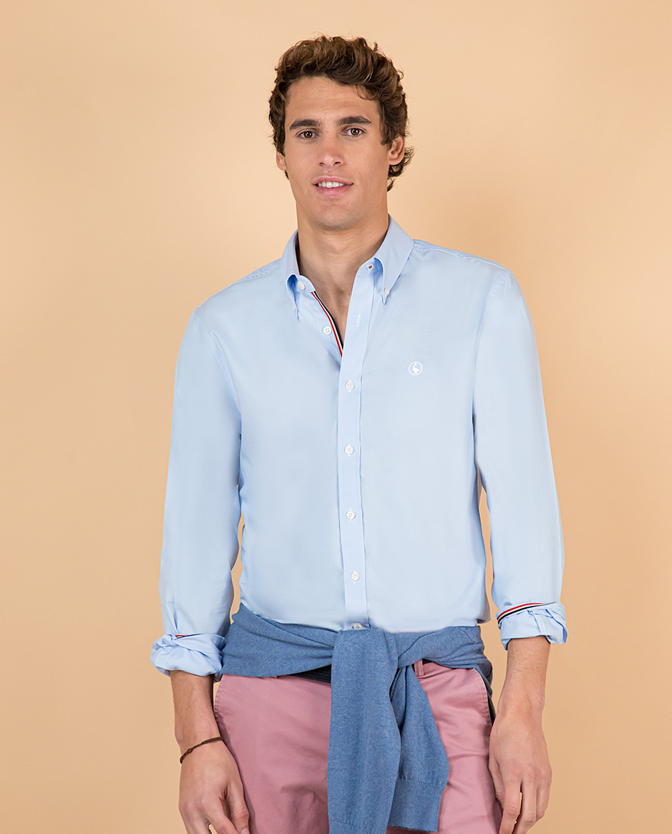 Light Blue Pinpoint Flag Shirt