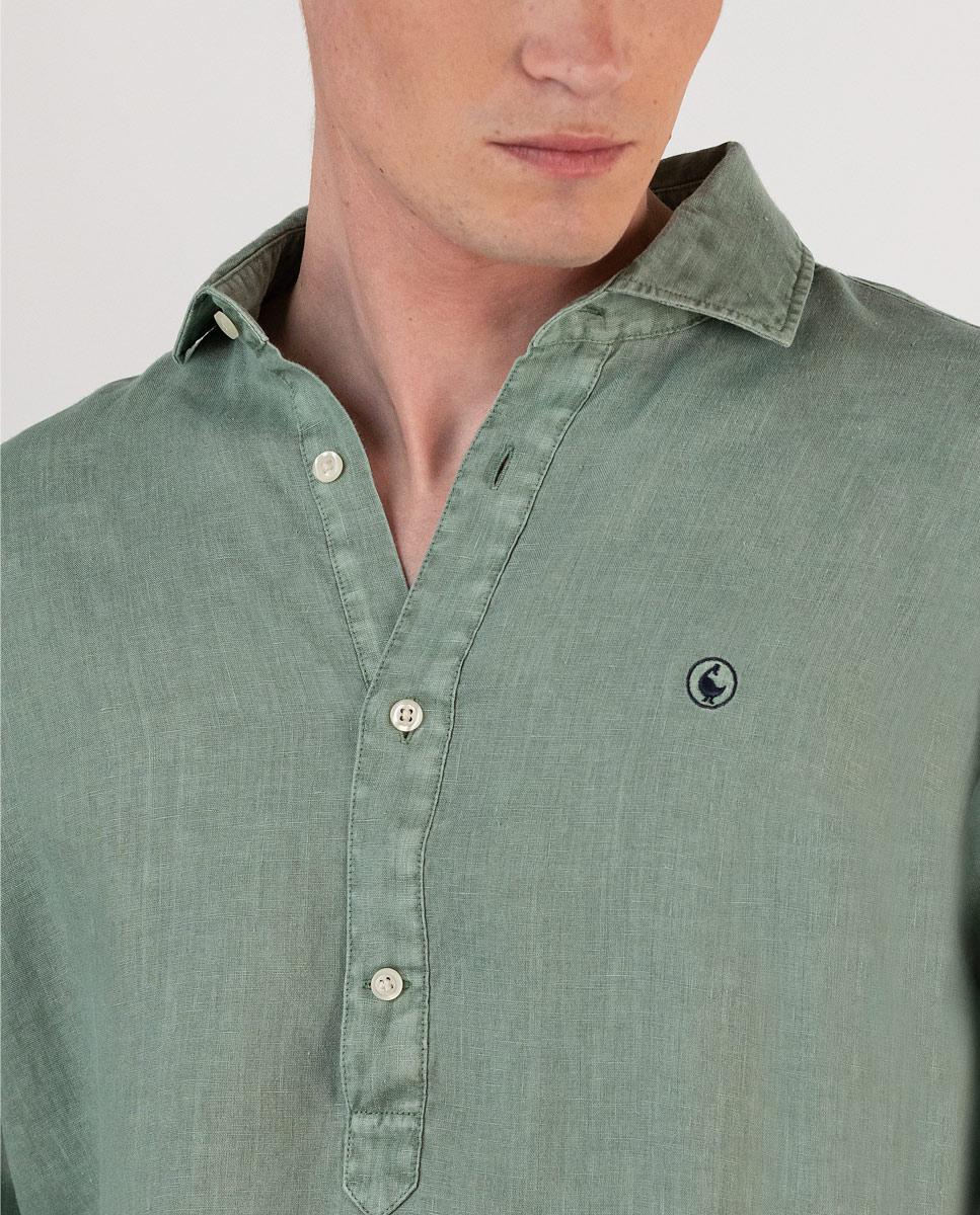Camisa Popover Lino Verde