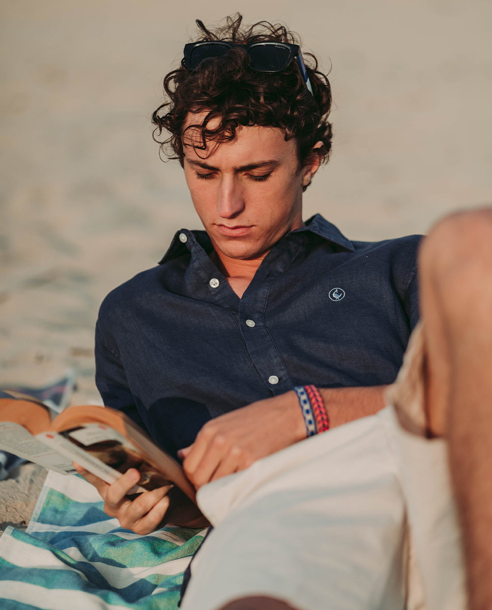 Camisa Popover Lino Marino