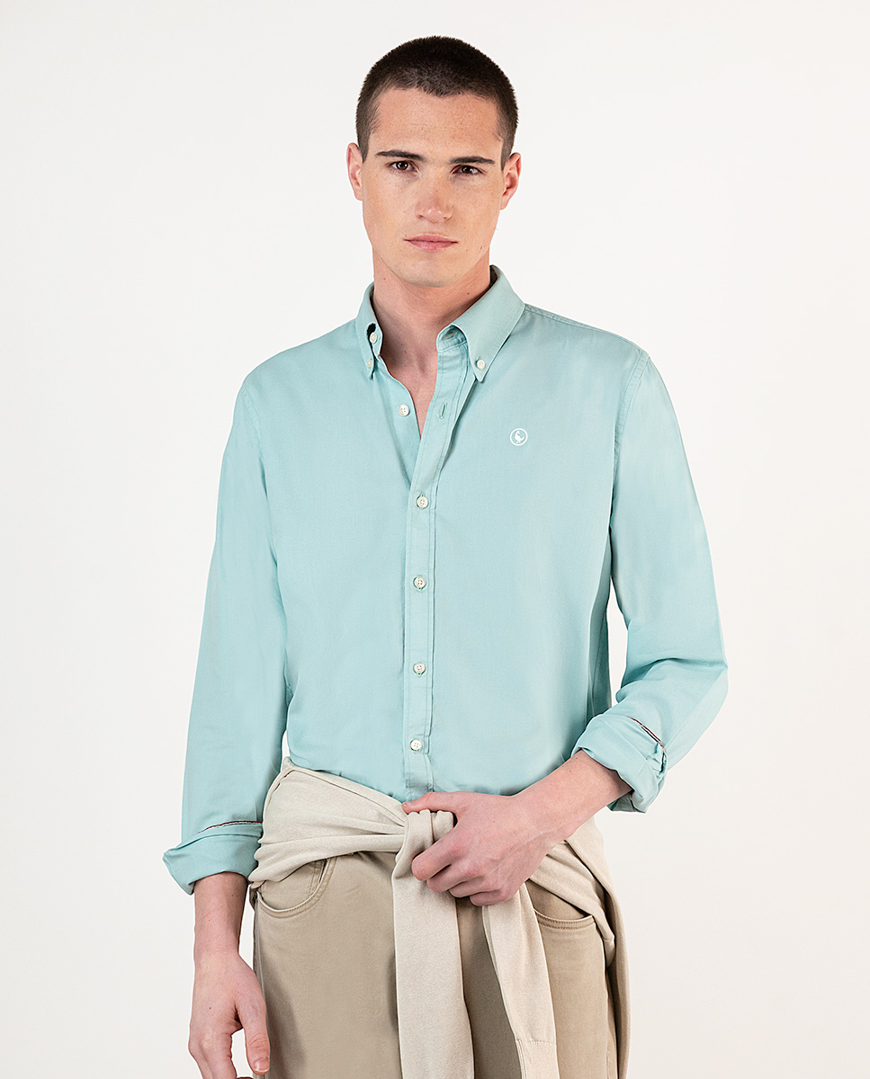 Camisa Algodón Garment Dyed Verde