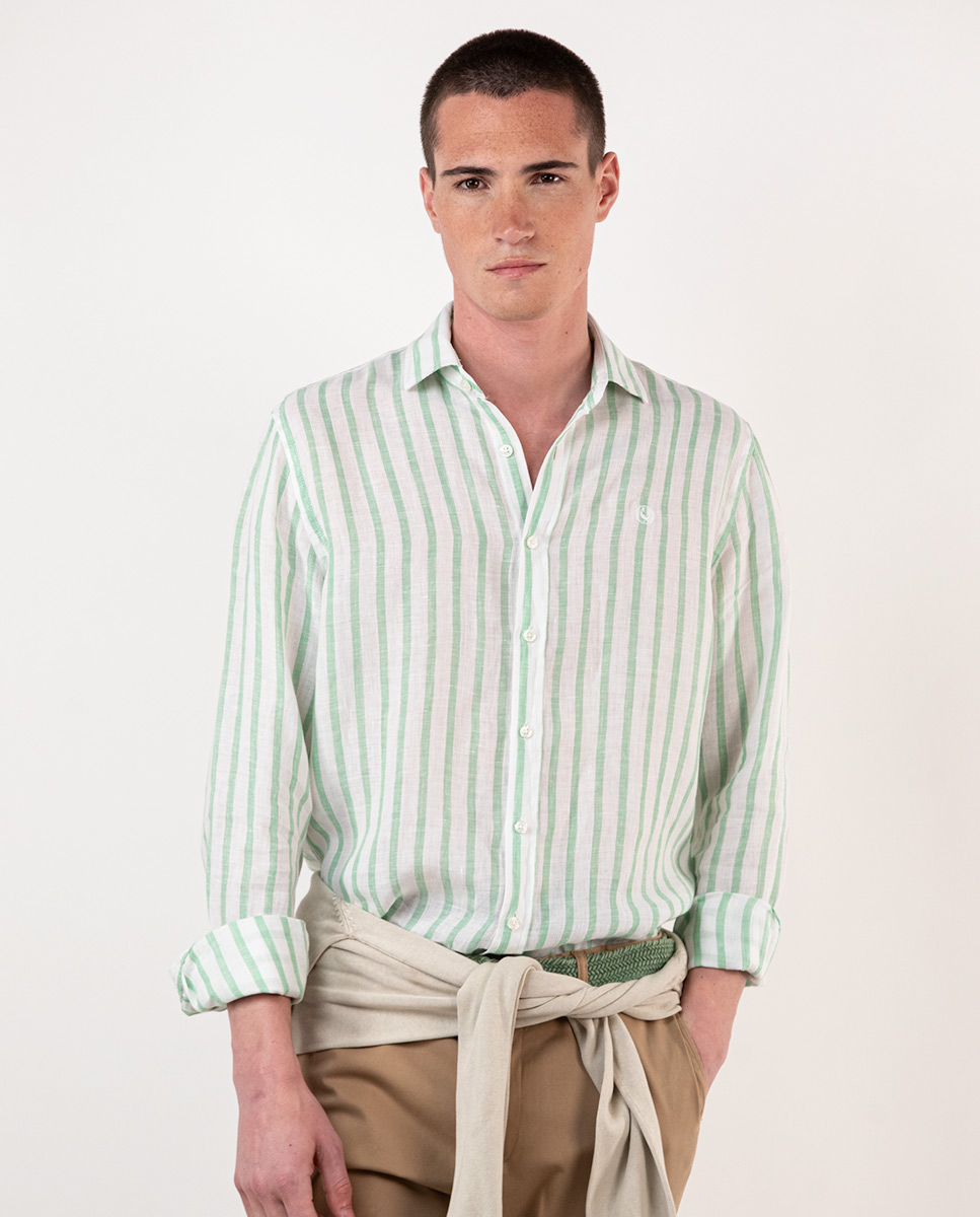 Camisa Lino Raya Verde