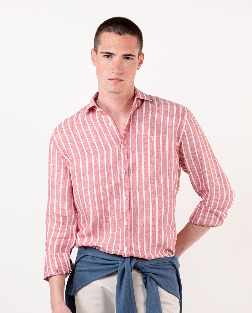 Camisa Lino Raya Frambuesa