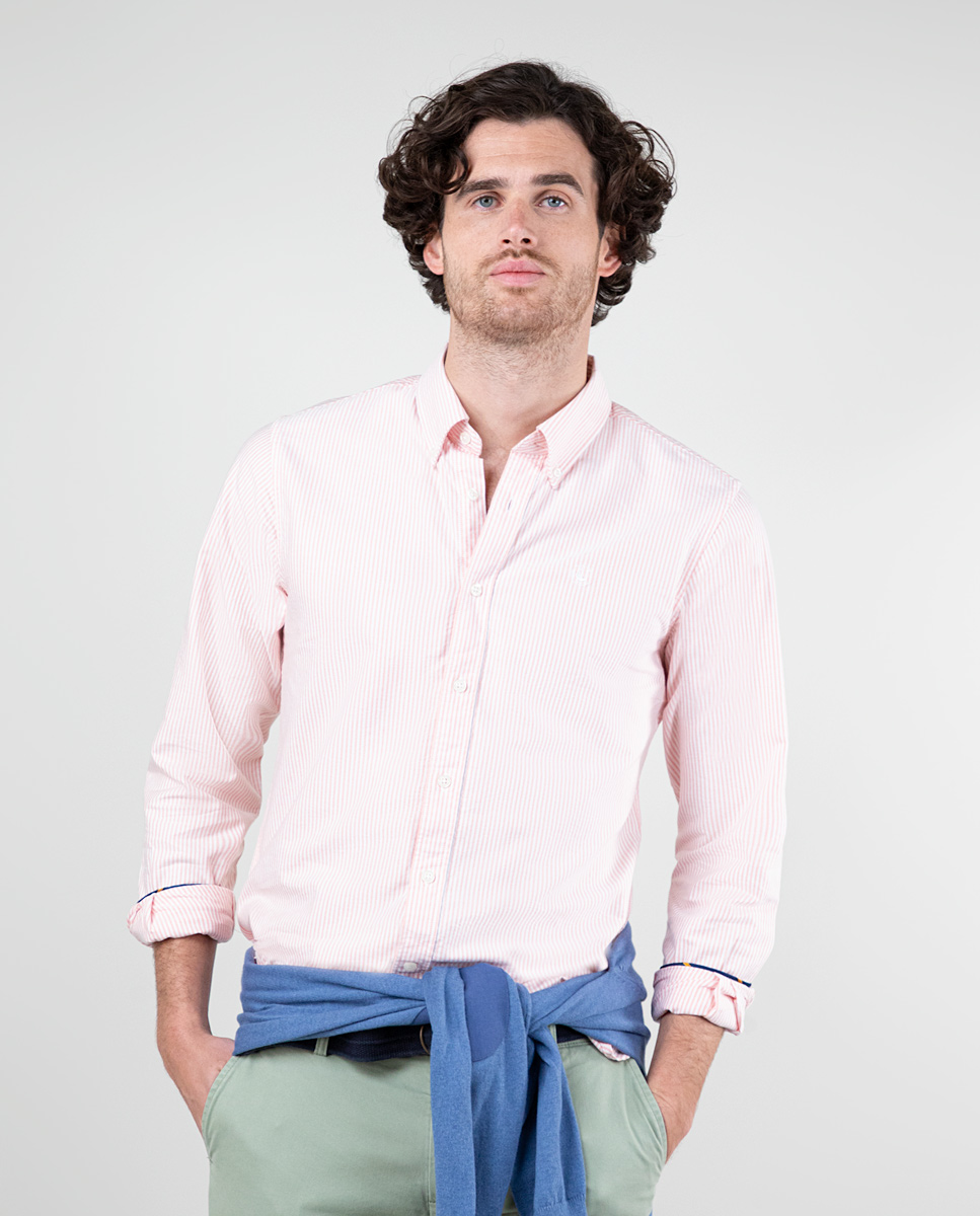 Orange Yale Stripe Oxford Shirt