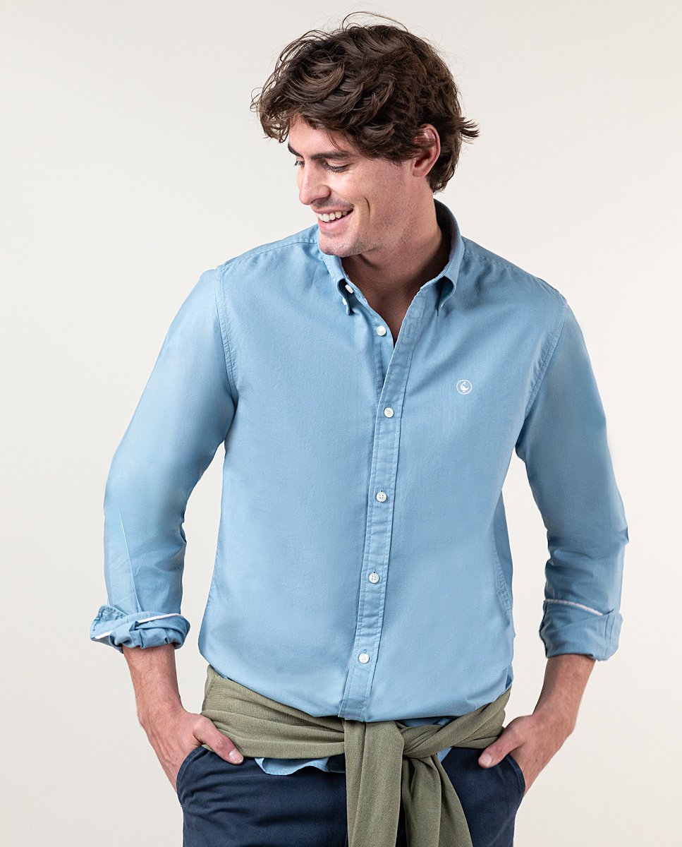 Camisa Garment Dyed Azul Acero