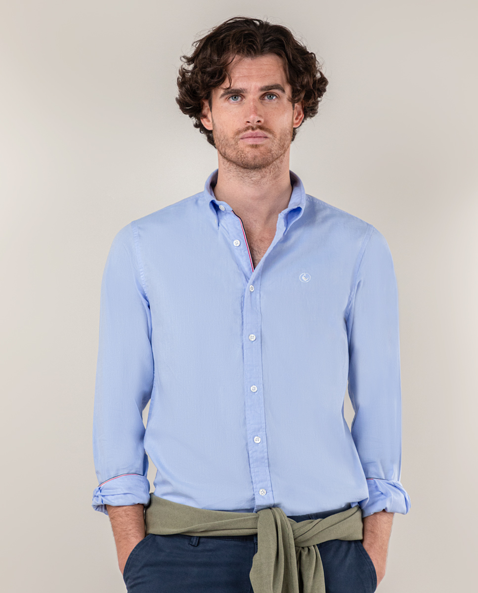 Camisa Pin Point Oxford Celeste Bandera Iconica