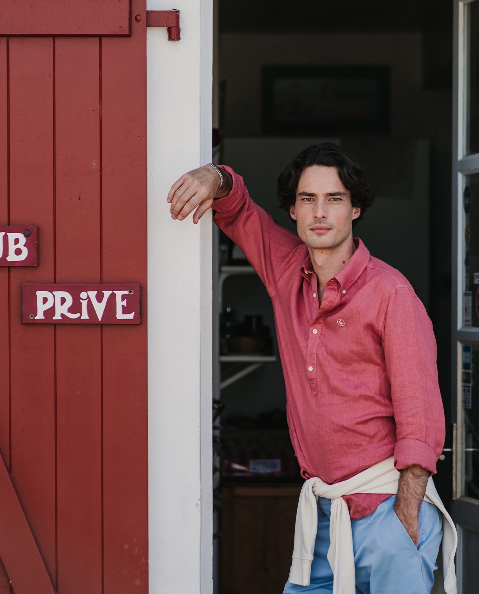 Pink Linen Popover Shirt