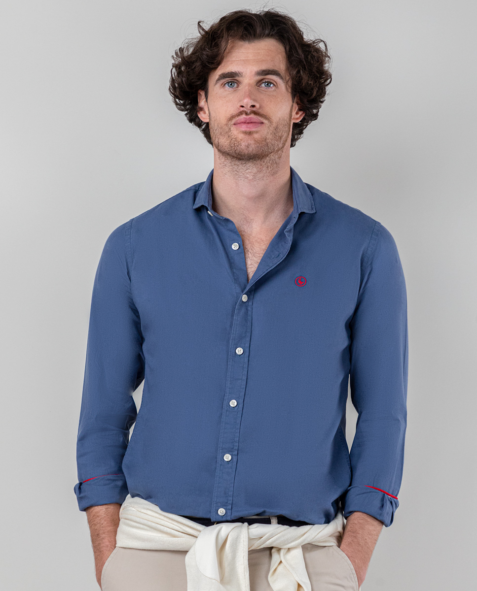 Camisa Algodón Garment Dyed Marino
