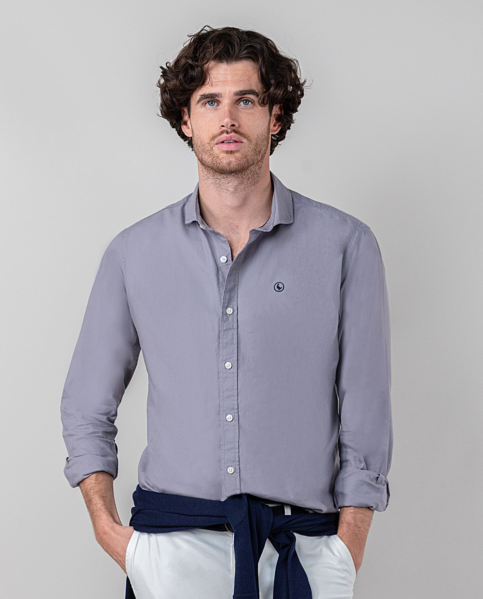 Camisa Algodón Garment Dyed Gris