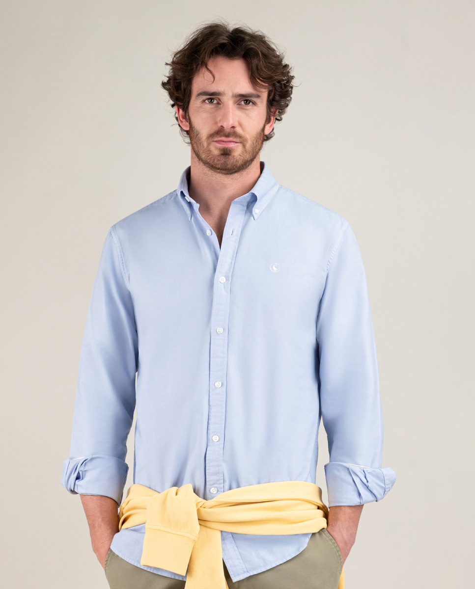 Camisa Algodón Garment Dyed Celeste