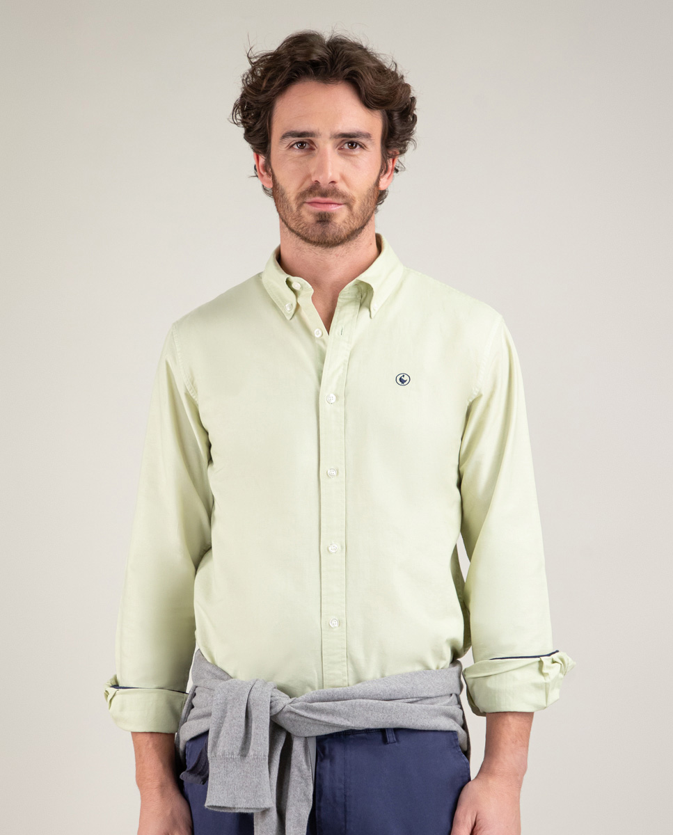 Camisa Algodón Garment Dyed Verde
