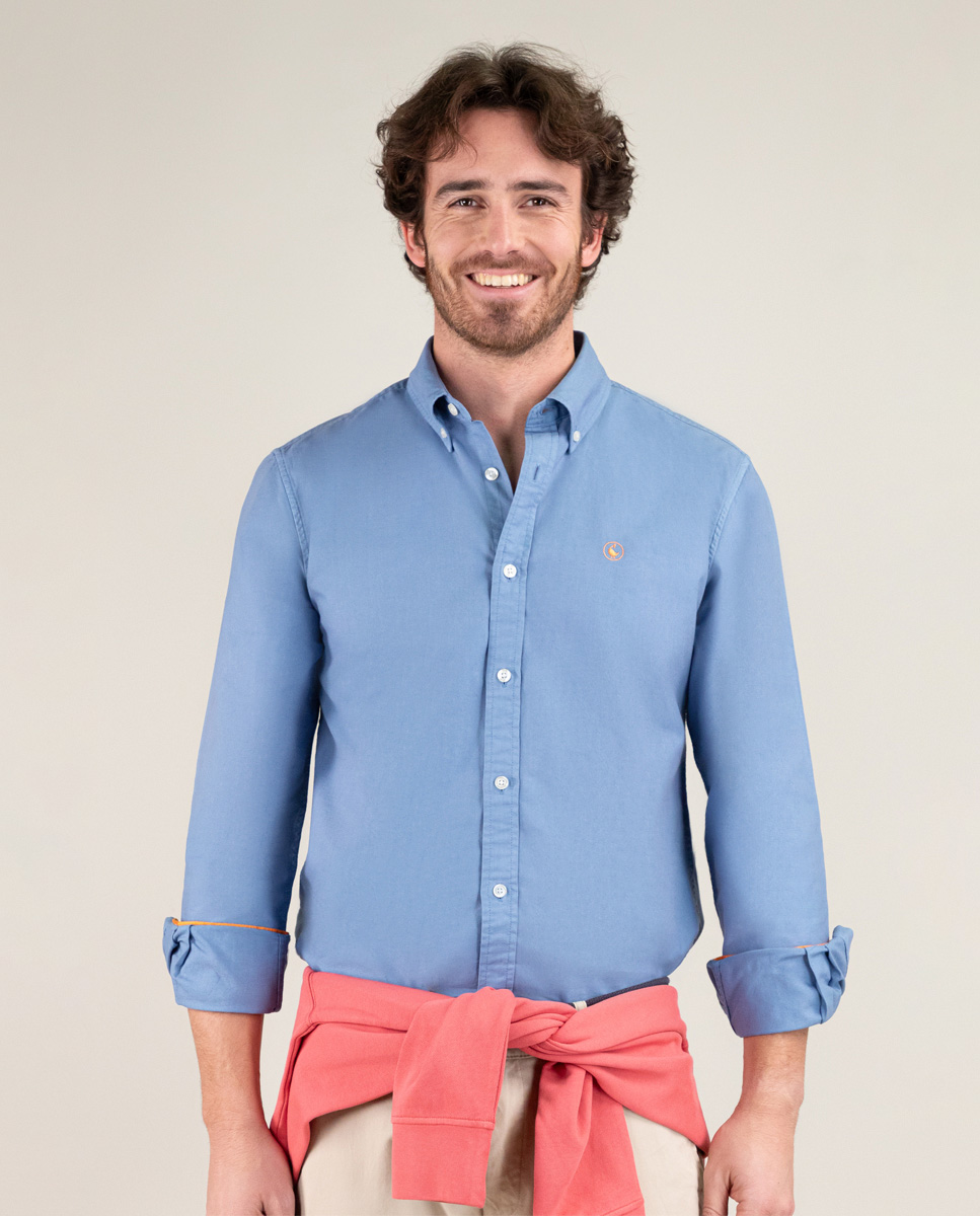 Camisa Algodón Garment Dyed Azul