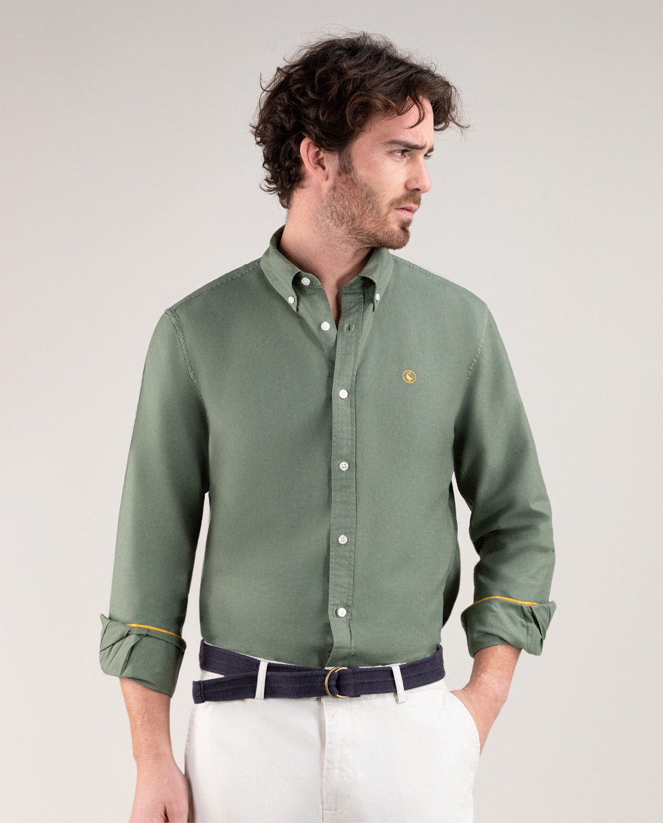 Camisa Algodón Garment Dyed Kaki