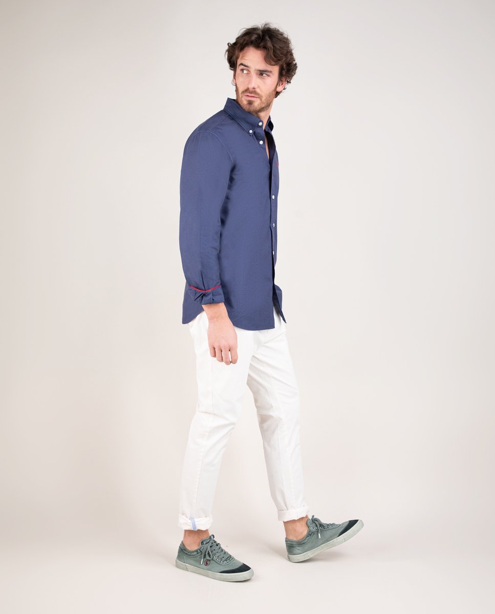 Camisa Algodón Garment Dyed Marino