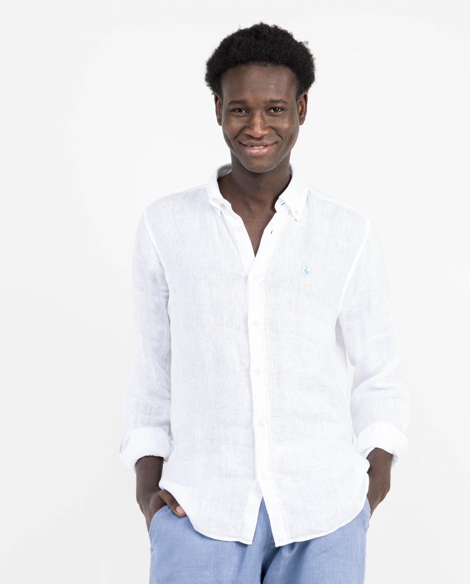 Camisa Lino Garment Dyed Blanco