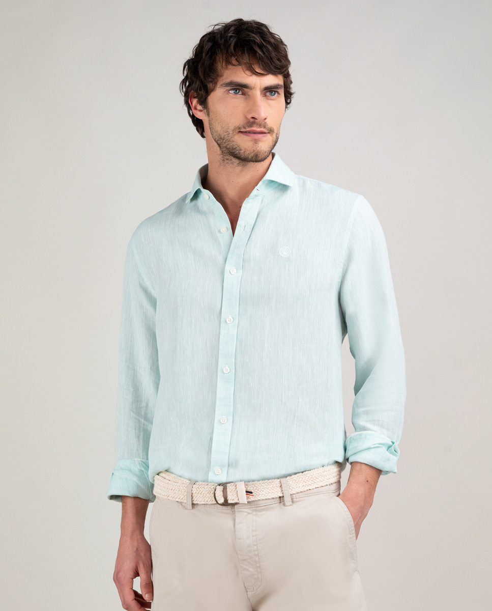 Camisa Lino Chambray Verde