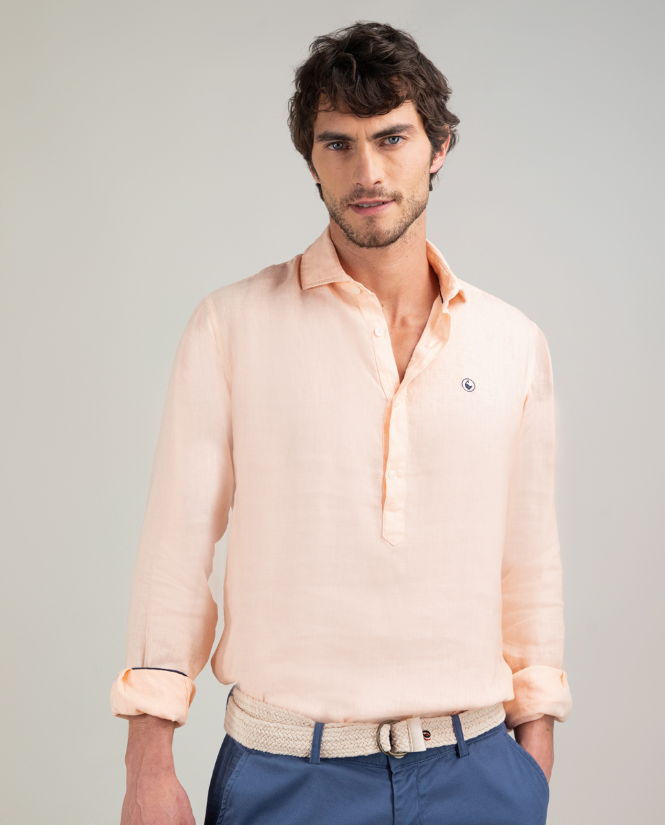 Camisa Polera Lino Naranja