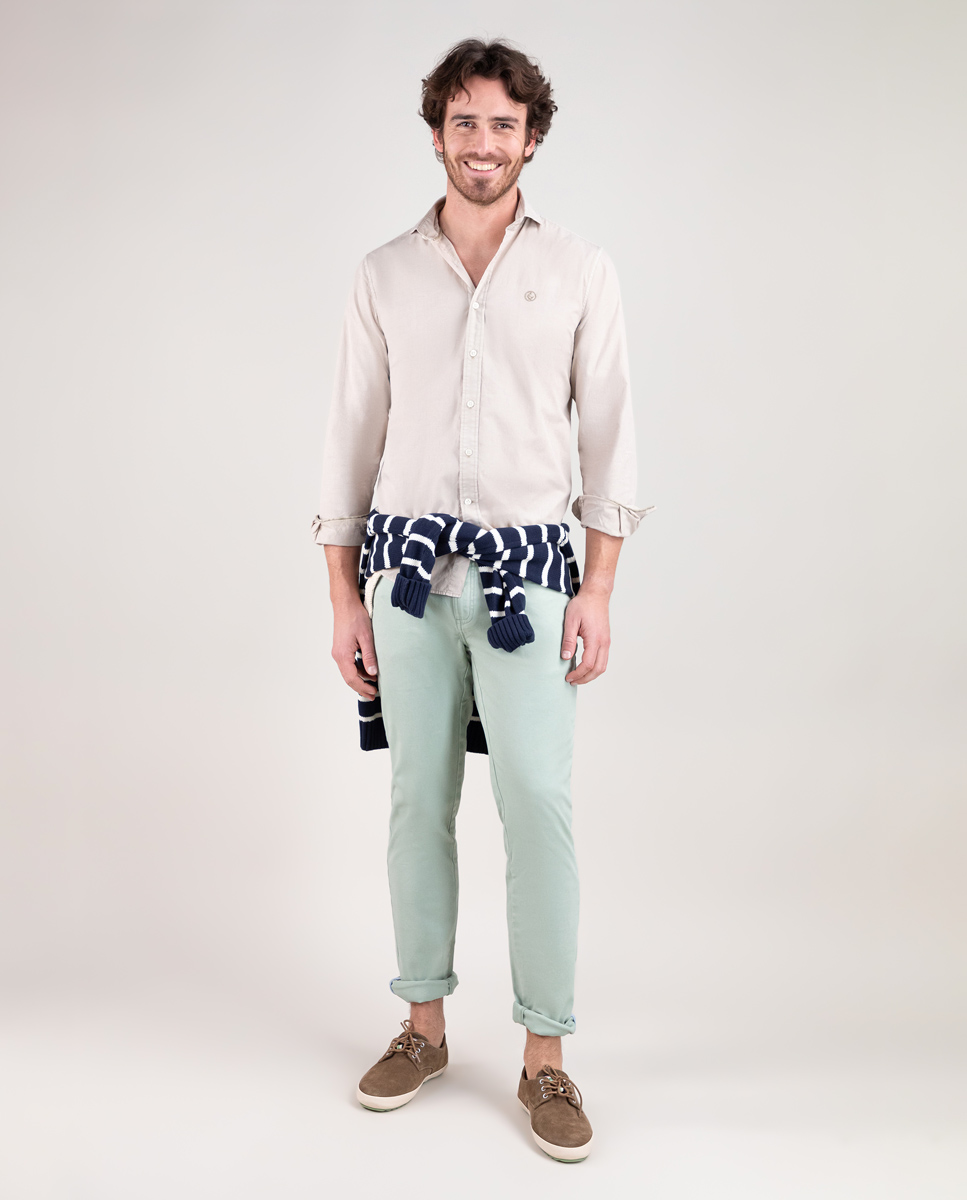 Camisa Popelín Garment Dyed Beige