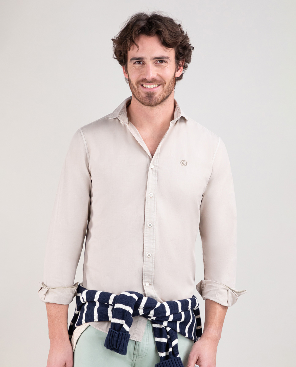 Camisa Popelín Garment Dyed Beige