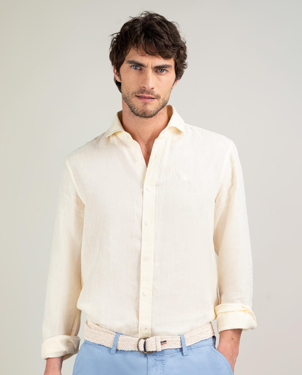Camisa Lino Chambray Amarillo