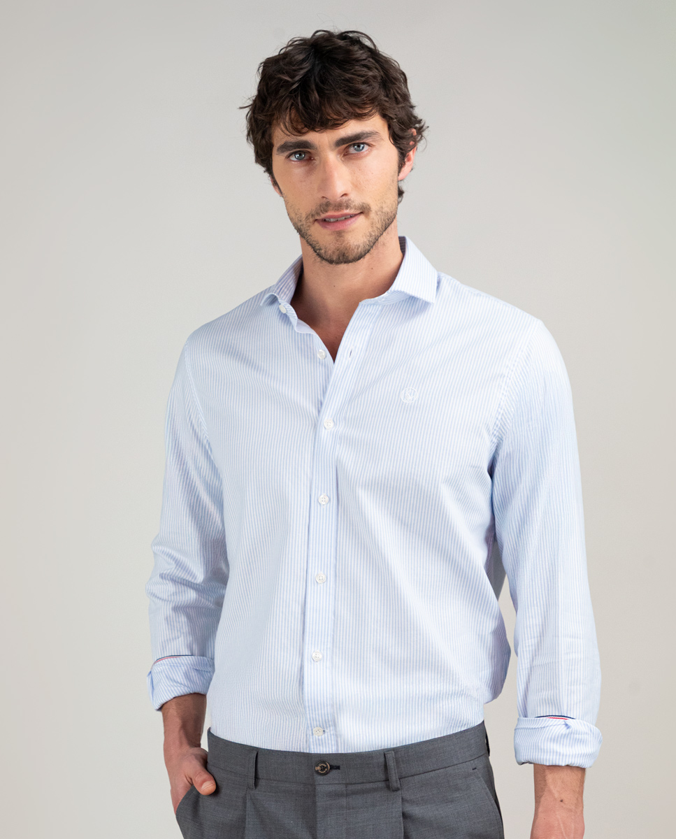 Camisa Pin Point Yale Celeste