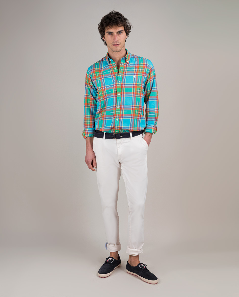 Camisa Tartán Turquesa